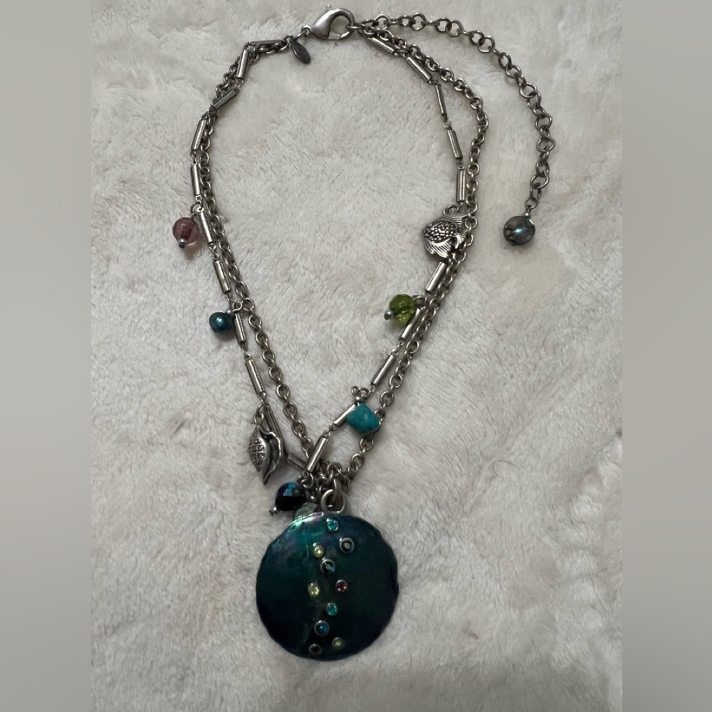 statements necklace chicos chunky large pendant charm acrylic silver sea